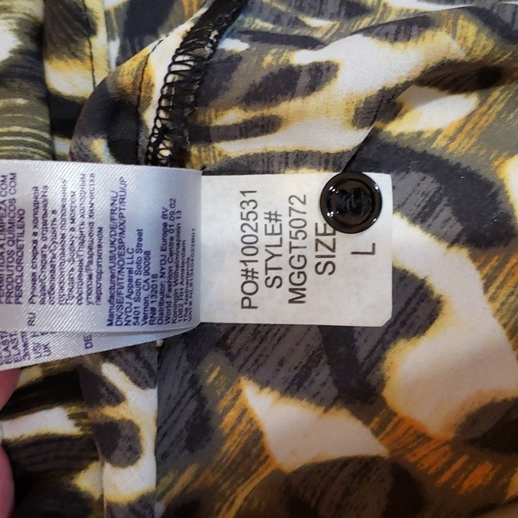 NYDJ Leopard Animal Print Button Front Long Sleeve Shirt Dress Size L - Picture 10 of 10